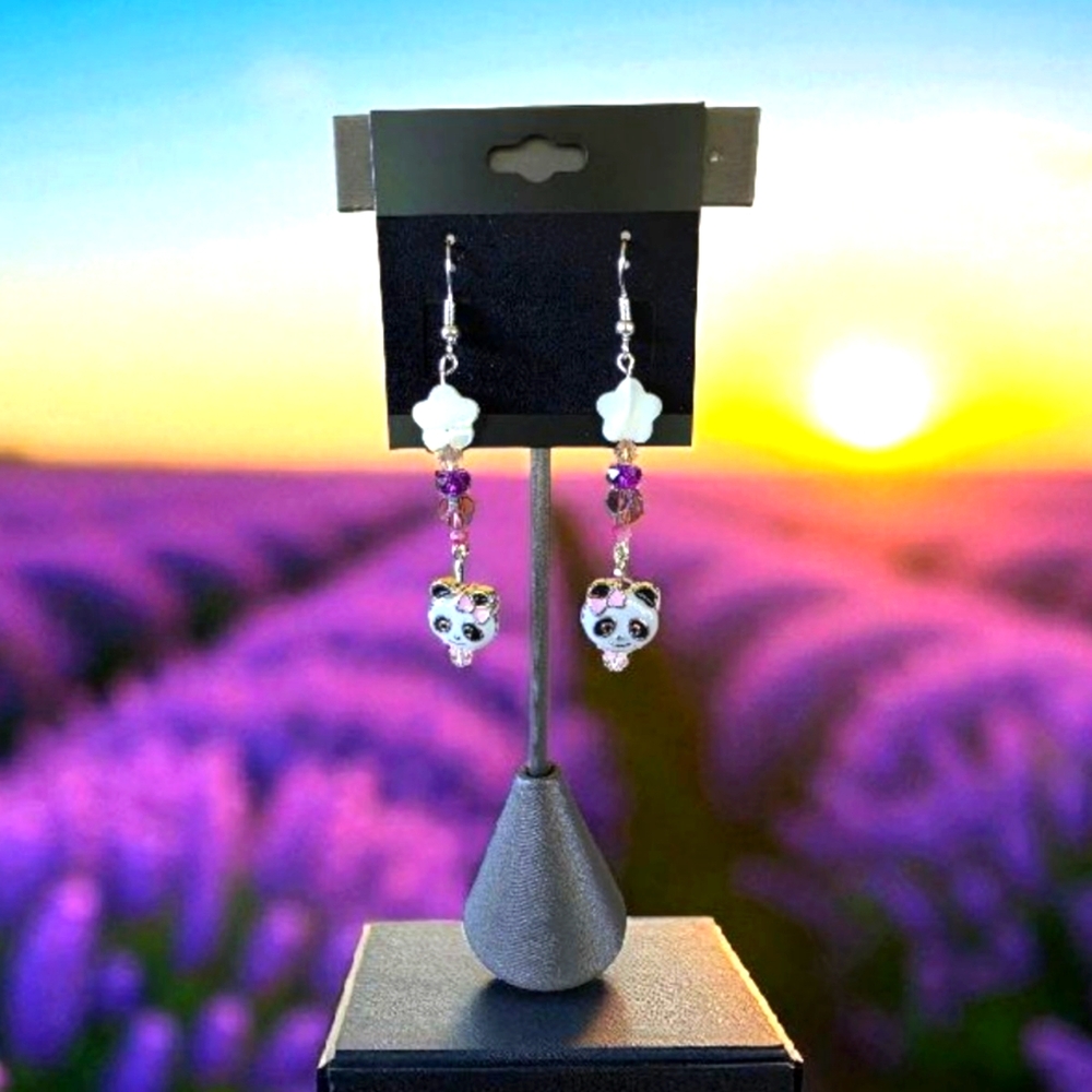 Chic Silver and Purple Drop Earrings